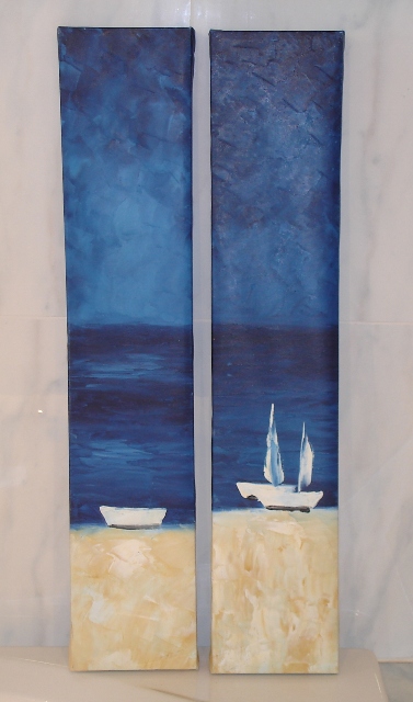 Ölbild Maritim 2 Boote - zum Schlieen ins Bild klicken